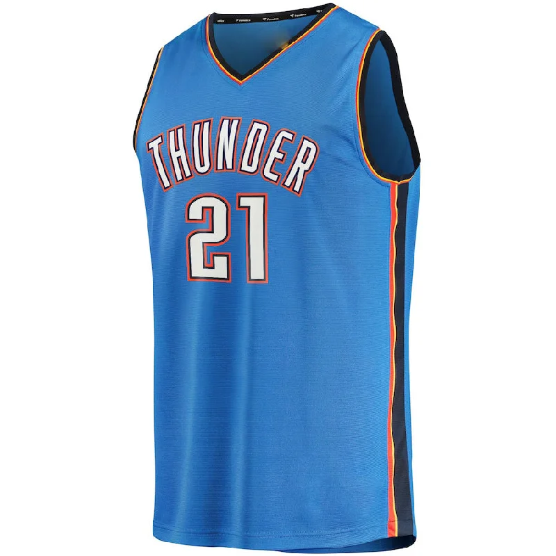 Basketball Jerseys with Soft Touch Fabric for All-Day Comfort-OC.Thunder #21 Aaron Wiggins Fanatics Branded  2021-22 Fast Break Replica Jersey Icon Edition Blue Stitched American Basketball Jersey