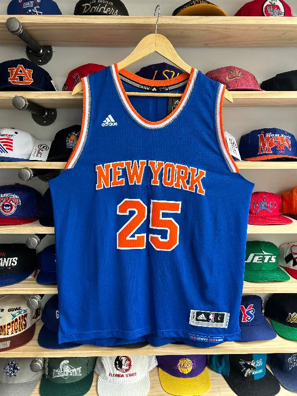 Basketball Jerseys with Mesh Inserts for Extra Ventilation-New York Knicks Adidas Derrick Rose Swingman Jersey Large NWT