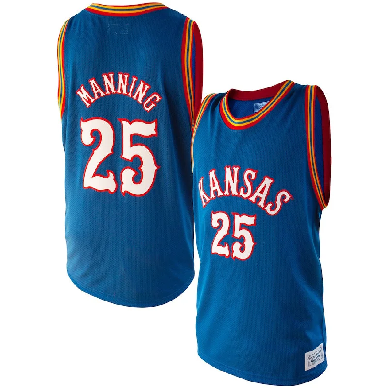 Basketball Jerseys with Vented Mesh Panels for Maximum Airflow-K.Jayhawks #25 Danny Manning Original Retro Brand Alumni Basketball Jersey Royal Stitched American College Jerseys