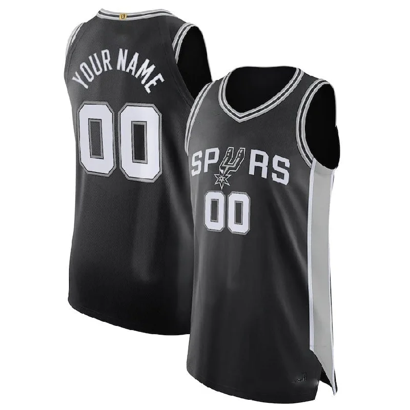 Basketball Jerseys with Color Blocking for Team Identity-Custom S.Antonio Spurs Authentic Jersey Black Icon Edition Stitched Basketball Jersey