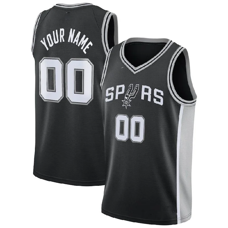 Basketball Jerseys with Sweat-Wicking Technology for Dry Comfort-Custom S.Antonio Spurs Swingman Jersey Black Icon Edition Stitched Basketball Jersey