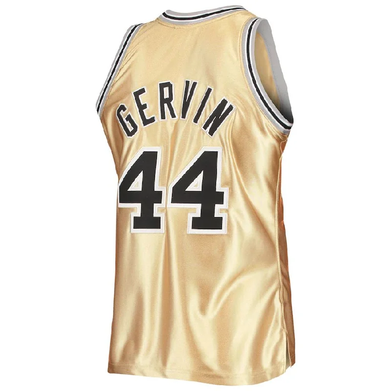 Basketball Jerseys with Double-Stitched Seams for Durability-S.Antonio Spurs #44 George Gervin Mitchell & Ness 75th Anniversary 1977-78 Hardwood Classics Swingman Jersey  Gold Stitched American Basketball Jersey