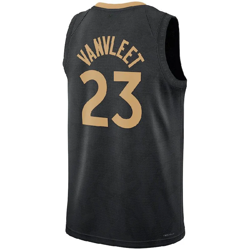 Basketball Jerseys with Bold Color Contrast for Standout Look-T.Raptors #23 Fred VanVleet Unisex 2022-23 Swingman Jersey City Edition Black Stitched American Basketball Jersey