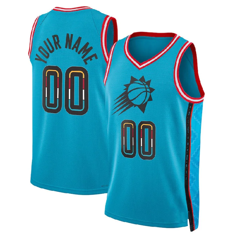 Basketball Jerseys with Heat-Transfer Numbers for Modern Appeal-Custom P.Suns Unisex 2022-23 Swingman Jersey City Edition Turquoise Stitched Basketball Jersey