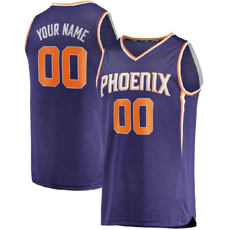 Basketball Jerseys with Padded Shoulders for Extra Protection-Custom P.Suns Fanatics Branded Fast Break Custom Replica Jersey Purple Icon Edition Stitched Basketball Jersey