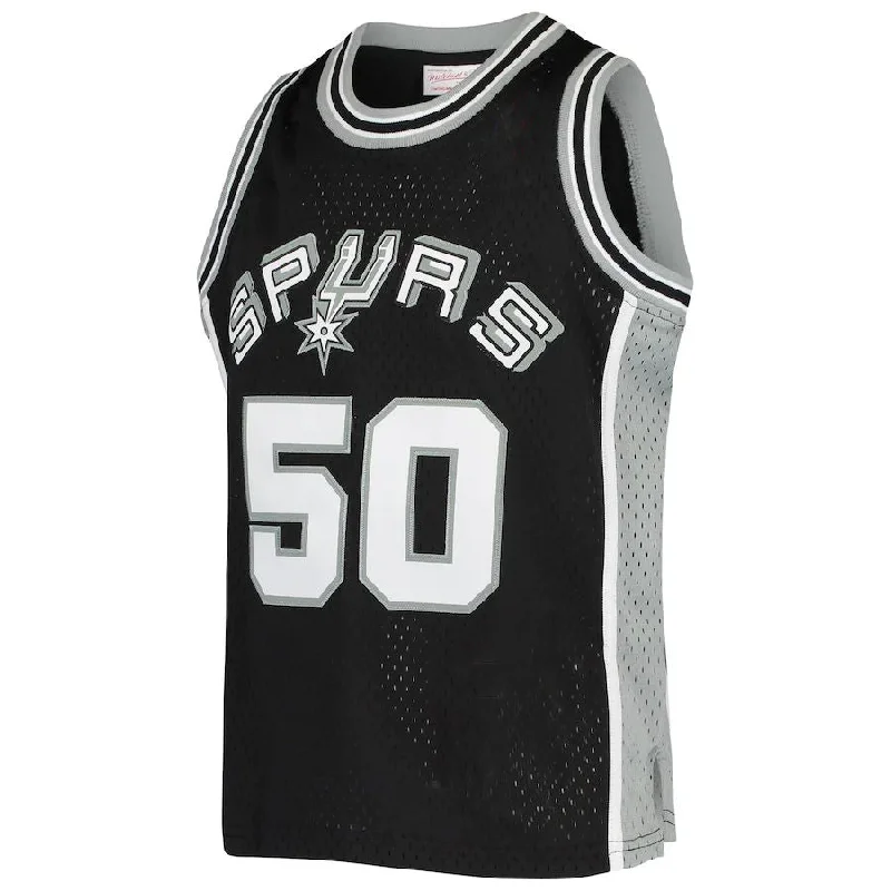 Basketball Jerseys with Vented Mesh Panels for Maximum Airflow-S.Antonio Spurs #50 David Robinson Mitchell & Ness 1998-99 Hardwood Classics Swingman Throwback Jersey Black Stitched American Basketball Jersey