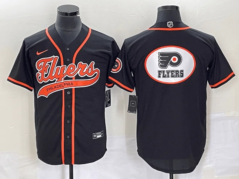 Baseball Jerseys with T-Shirt Style for Casual Look-Men's Philadelphia Flyers Black Team Big Logo Cool Base Stitched Baseball Hockey Jersey