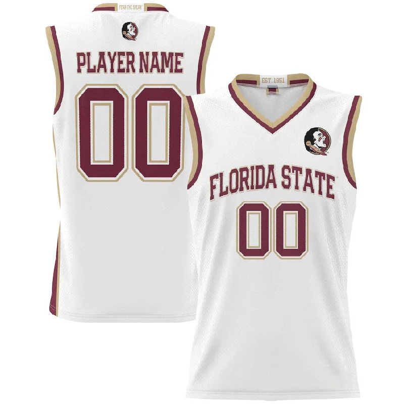 Basketball Jerseys with Classic Stripes for Vintage Feel-Custom F.State Seminoles GameDay Greats NIL Pick-A-Player Lightweight Basketball Jersey - White American College Jerseys