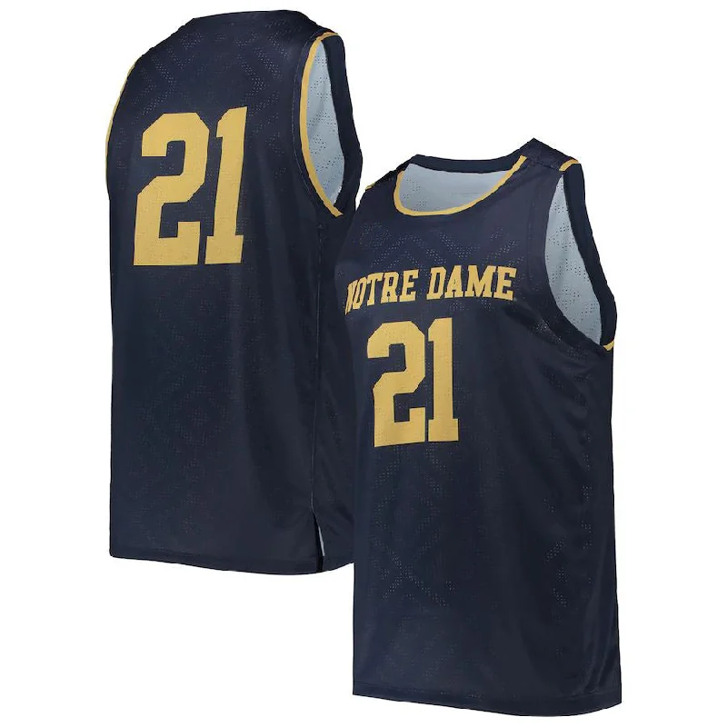 Basketball Jerseys with Vented Mesh Panels for Maximum Airflow-#21 N.Dame Fighting Irish Under Armour Alternate Replica Basketball Jersey Navy Stitched American College Jerseys