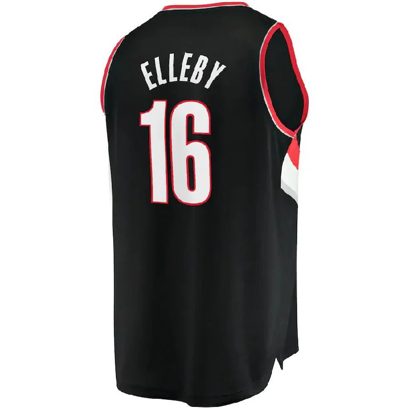 Basketball Jerseys with Classic Stripes for Vintage Feel-P.Trail Blazers #16 CJ Elleby Fanatics Branded 2021-22 Fast Break Replica Jersey Icon Edition Black Stitched American Basketball Jersey