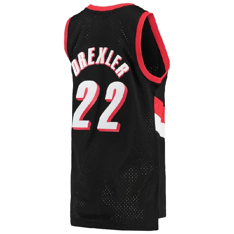 Basketball Jerseys with Extra Breathability for Hot Weather Play-P.Trail Blazers #22 Clyde Drexler Mitchell & Ness Women's 1991-92 Hardwood Classics Swingman Jersey Icon Edition Black Stitched American Basketball Jersey