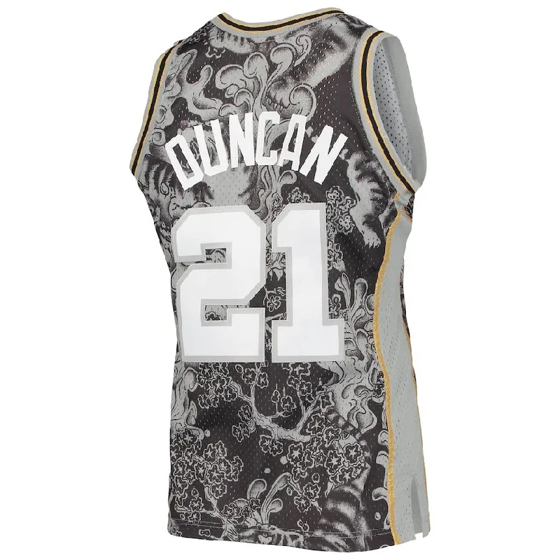 Basketball Jerseys with Soft and Stretchable Fabric for All-Day Comfort-S.Antonio Spurs #21 Tim Duncan Mitchell & Ness Hardwood Classics 1998-99 Lunar New Year Swingman Jersey Black Stitched American Basketball Jersey