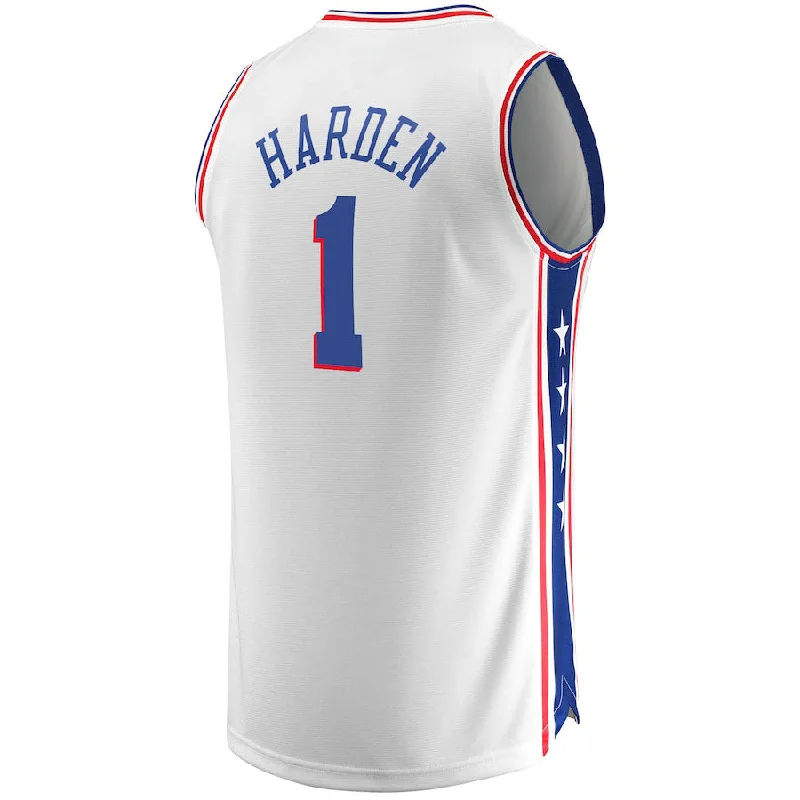 Basketball Jerseys with Embroidered Logos for Premium Look-PH.76ers #1 James Harden Fanatics Branded Fast Break Replica Jersey Association Edition White Stitched American Basketball Jersey