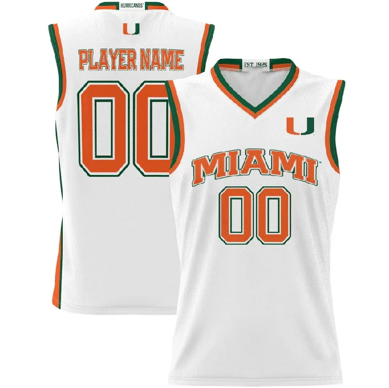 Basketball Jerseys with Lightweight Nylon Fabric for Ultimate Comfort-Custom M.Hurricanes GameDay Greats NIL Pick-A-Player Lightweight Basketball Jersey - White American College Jerseys