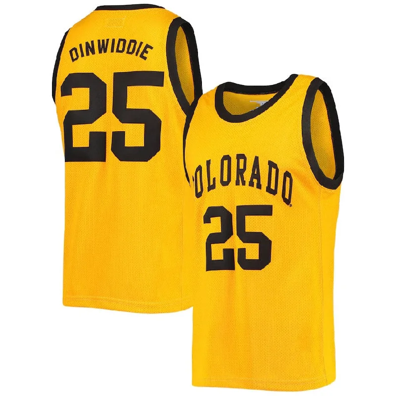 Basketball Jerseys with Color Blocking for Team Identity-C.Buffaloes #25 Spencer Dinwiddie Original Retro Brand Commemorative Classic Basketball Jersey - Gold American College Jerseys