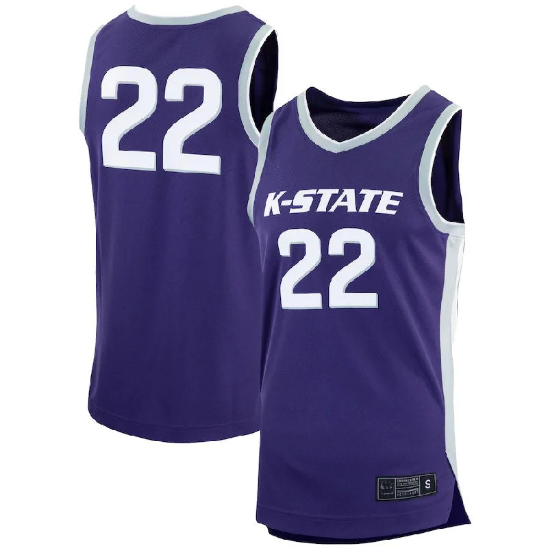 Basketball Jerseys with Button Placket for Traditional Style-#22 K.State Wildcats Replica Basketball Jersey  Purple Stitched American College Jerseys