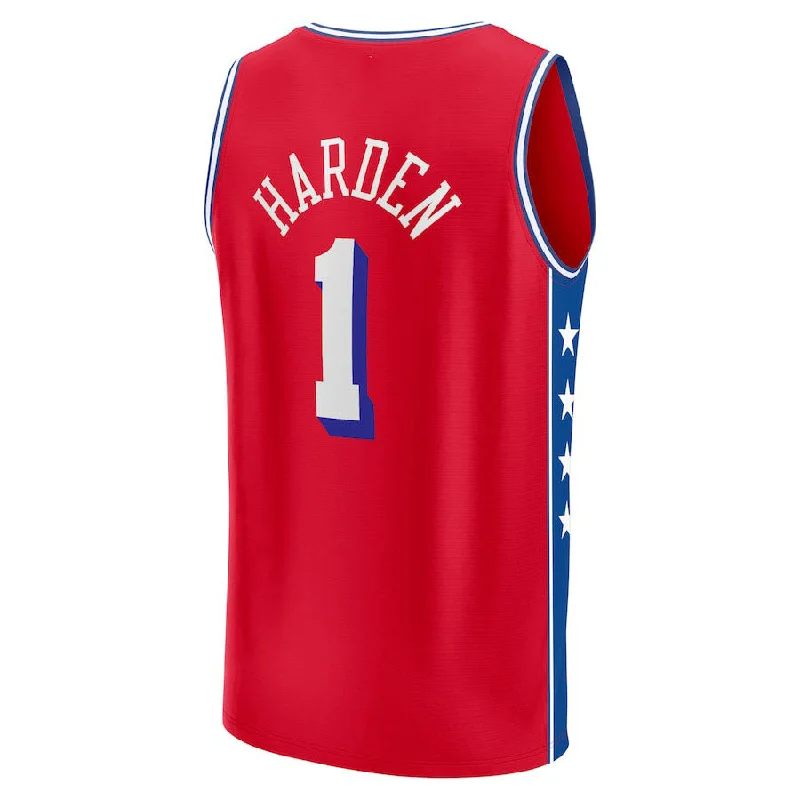 Basketball Jerseys with Bold Color Contrast for Standout Look-PH.76ers #1 James Harden Fanatics Branded 2022-23 Fast Break Replica Player Jersey Statement Edition Red Stitched American Basketball Jersey