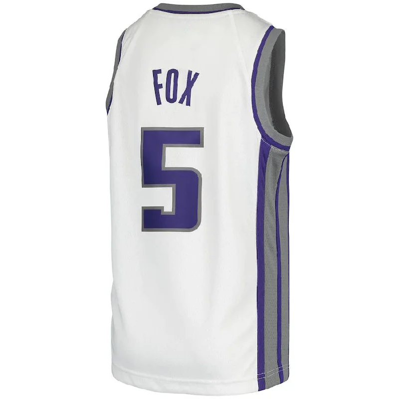 Basketball Jerseys with Soft and Stretchable Fabric for All-Day Comfort-S.Kings #5 De'Aaron Fox Swingman Jersey Association Edition White Stitched American Basketball Jersey