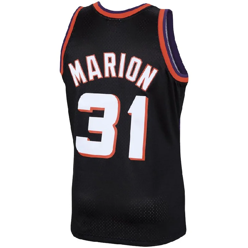 Basketball Jerseys with Elastic Waistband for Secure Fit-P.Suns #31 Shawn Marion Mitchell & Ness 1999-2000 Hardwood Classics Swingman Player Jersey Black Stitched American Basketball Jersey