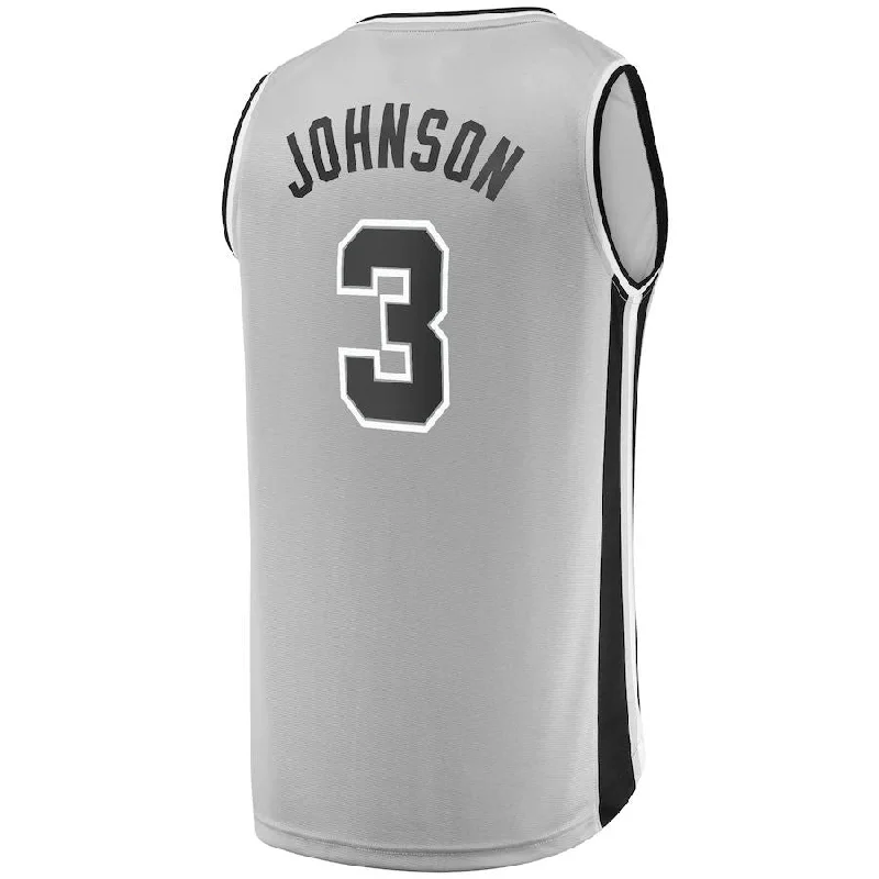 Basketball Jerseys with Color Blocking for Team Identity-S.Antonio Spurs #3 Keldon Johnson Fanatics Branded  Fast Break Replica Jersey Silver Statement Edition Stitched American Basketball Jersey