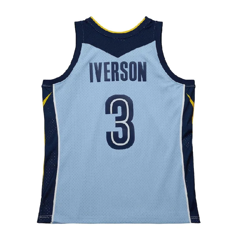 Basketball Jerseys with Soft Lining for Comfort During Play-M.Grizzlies #3 Allen Iverson Mitchell & Ness 2009-10 Hardwood Classics Swingman Jersey - Light Blue Stitched American Basketball Jersey