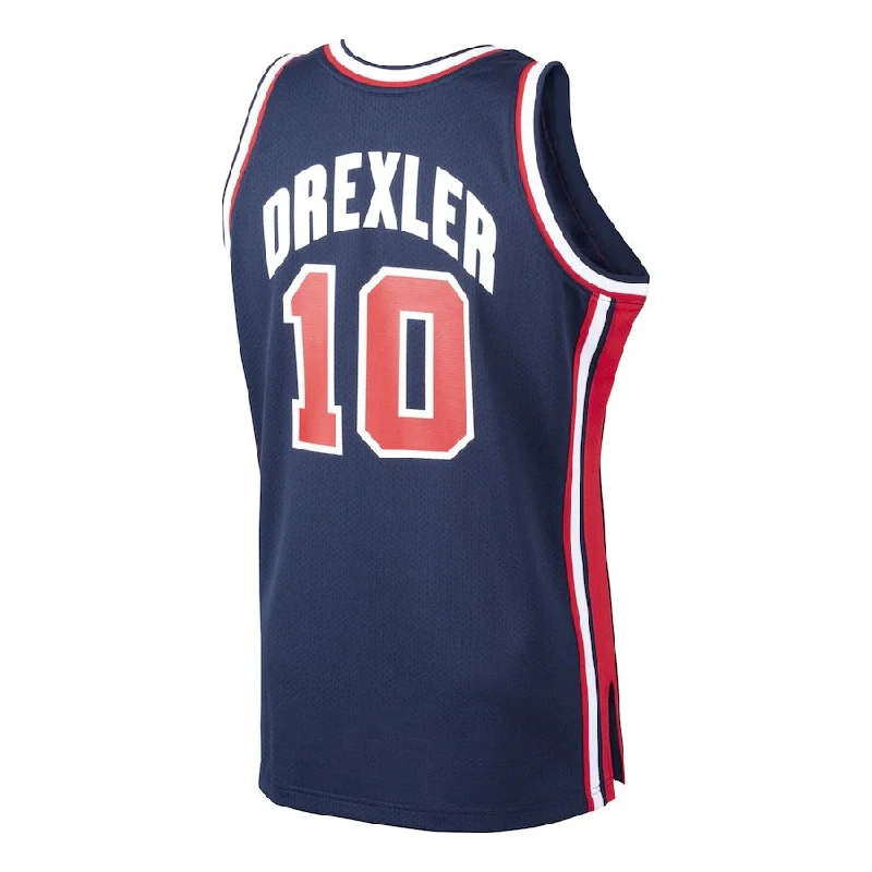 Basketball Jerseys with Reinforced Elbows for Extra Durability-P.Trail Blazers #10 Clyde Drexler Basketball Mitchell & Ness Home 1992 Dream Team Authentic Jersey Navy Stitched American Basketball Jersey