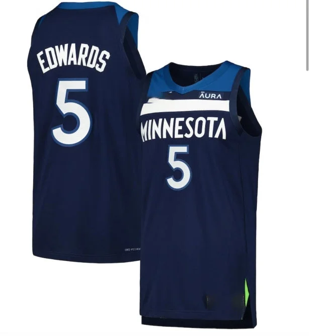 Basketball Jerseys with Large Team Logos for Strong Identity-M.Timberwolves #5 Anthony Edwards Fast Break Replica Player Jersey - Association Edition - Navy American Basketball Jersey