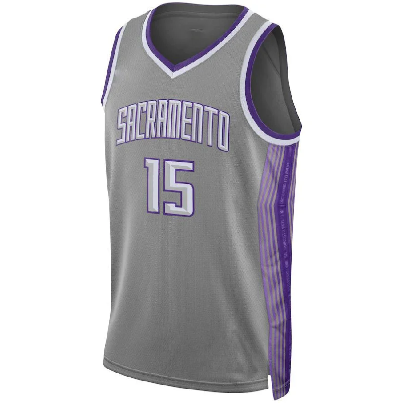 Basketball Jerseys with Custom Logo Printing for Unique Identity-S.Kings #15 Davion Mitchell Unisex  Swingman Jersey  City Edition  Anthracite Stitched American Basketball Jersey