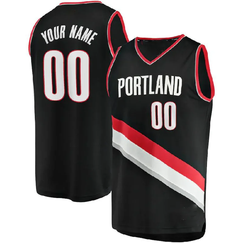 Custom Basketball Jerseys for Teams-Custom P.Trail Blazers Fanatics Branded Fast Break Replica Jersey Black Icon Edition Stitched Basketball Jersey