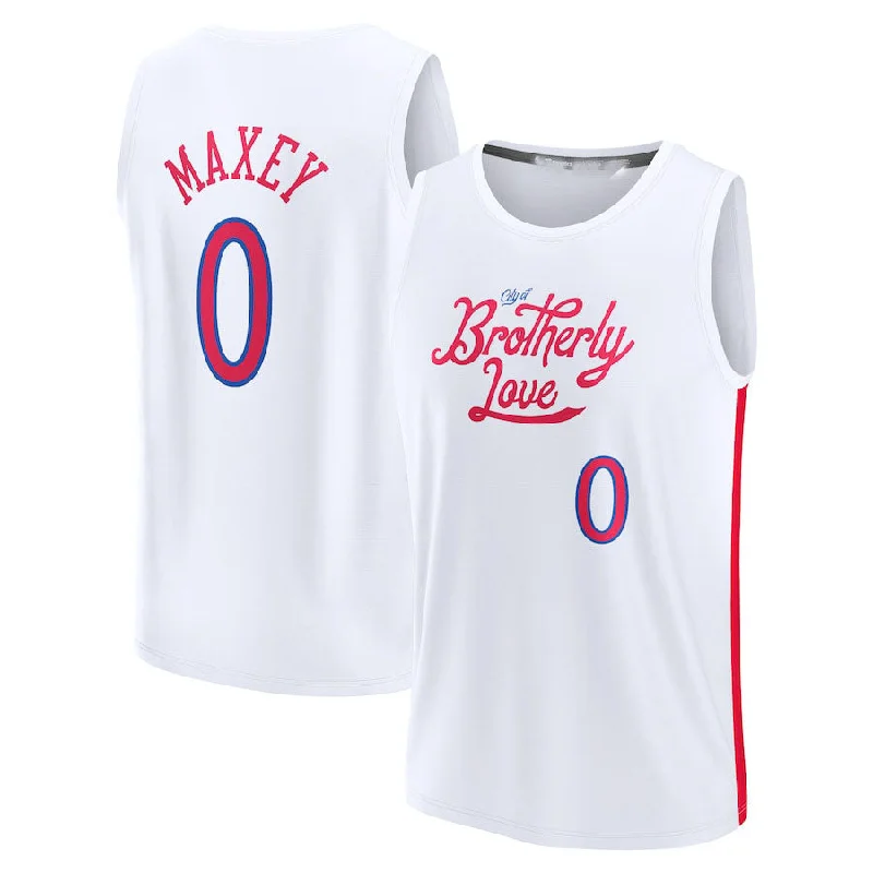 Basketball Jerseys with Double-Stitched Seams for Durability-PH.76ers #0 Tyrese Maxey Fanatics Branded 2022-23 Fastbreak Jersey City Edition White Stitched American Basketball Jersey