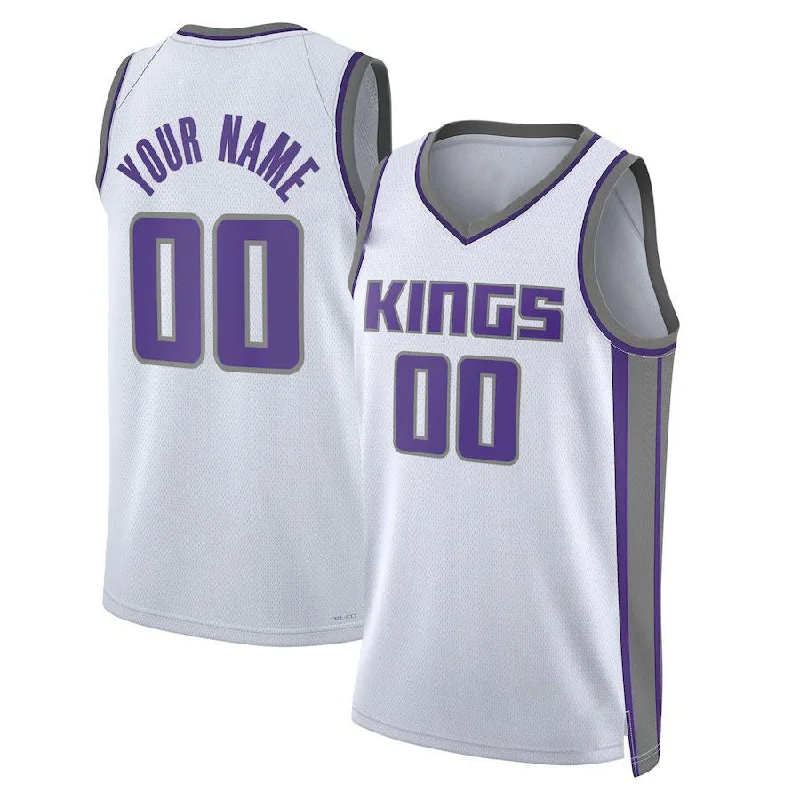 Basketball Jerseys with Anti-Wrinkle Fabric for Easy Maintenance-Custom S.Kings Unisex  Swingman Custom Jersey  Association Edition White Stitched Basketball Jersey