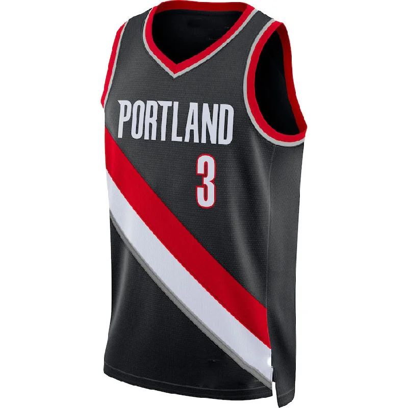 Basketball Jerseys with Color Blocking for Team Identity-P.Trail Blazers #3 C.J. McCollum 2021-22 Diamond Swingman Jersey Icon Edition Black Stitched American Basketball Jersey