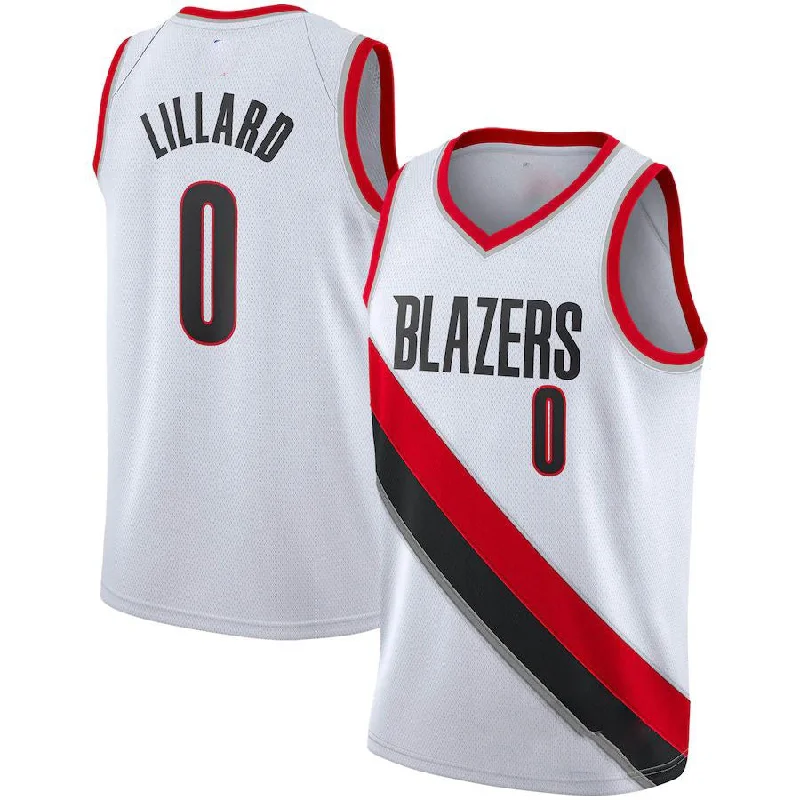 Custom Basketball Jerseys with Player Names and Numbers-P.Trail Blazers #0 Damian Lillard 2020-21 Swingman Player Jersey  Association Edition White Stitched American Basketball Jersey