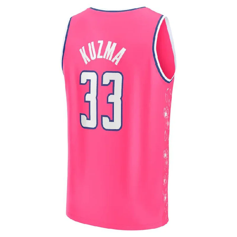 Youth Basketball Jerseys with Personalized Name and Number-W.Wizards #33 Kyle Kuzma Fanatics Branded  Fastbreak Jersey City Edition Pink Stitched American Basketball Jersey