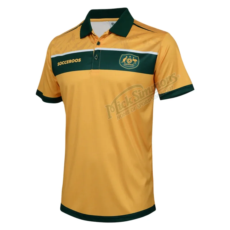 Moisture-Wicking Golf Polo Shirts for All-Day Comfort-Official Australia Socceroos Mens Supporter Polo Football Soccer