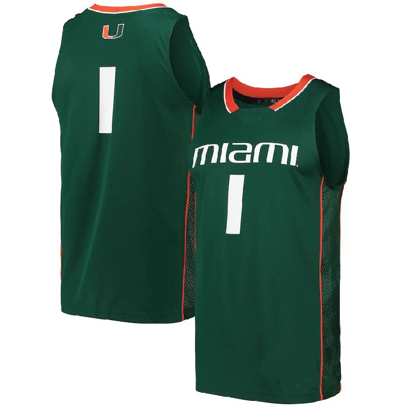 Basketball Jerseys with Extended Back for Comfort and Fit-#1 M.Hurricanes Swingman Basketball Jersey Green Stitched American College Jerseys