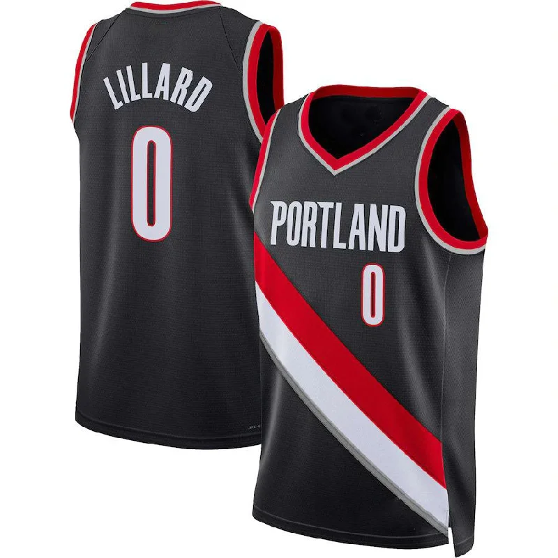 Premium Basketball Jerseys for Professional Teams-P.Trail Blazers #0 Damian Lillard Unisex 2022-23 Swingman Jersey Icon Edition Black Stitched American Basketball Jersey