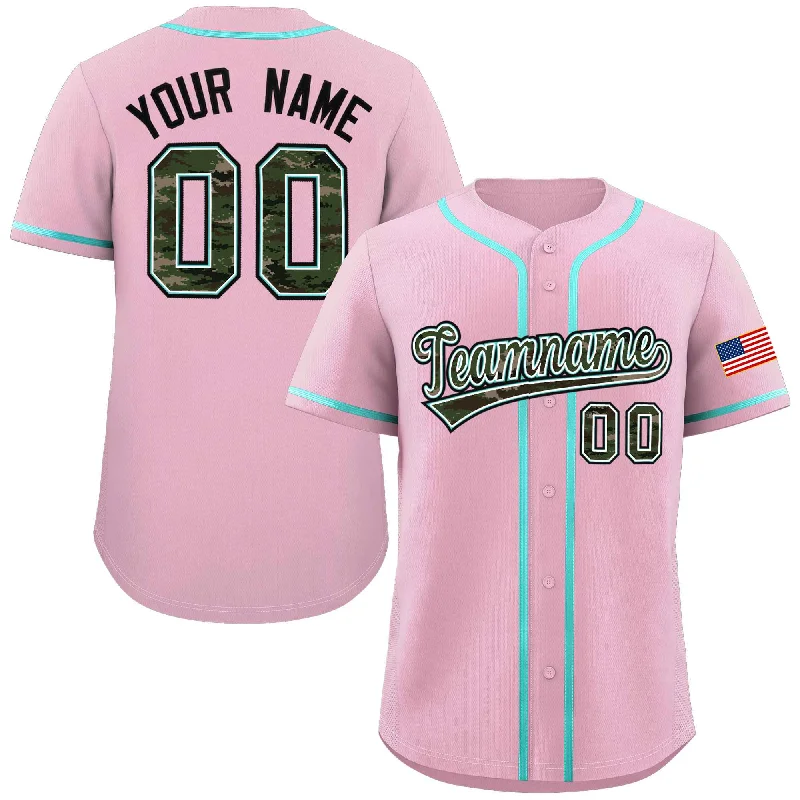 Baseball Jerseys with Slim Fit for Modern Look-Custom Light Pink Personalized Camo Font Authentic Baseball Jersey