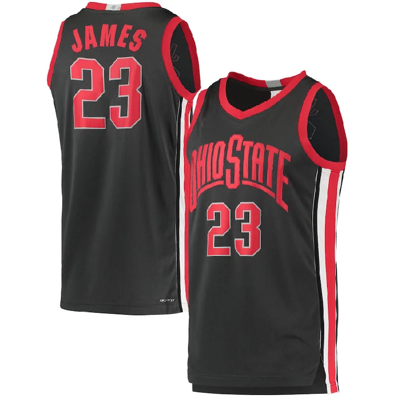 High-Quality Basketball Jerseys for Elite Players-O.State Buckeyes #23 LeBron James Limited Basketball Jersey Charcoal Black Stitched American College Jerseys