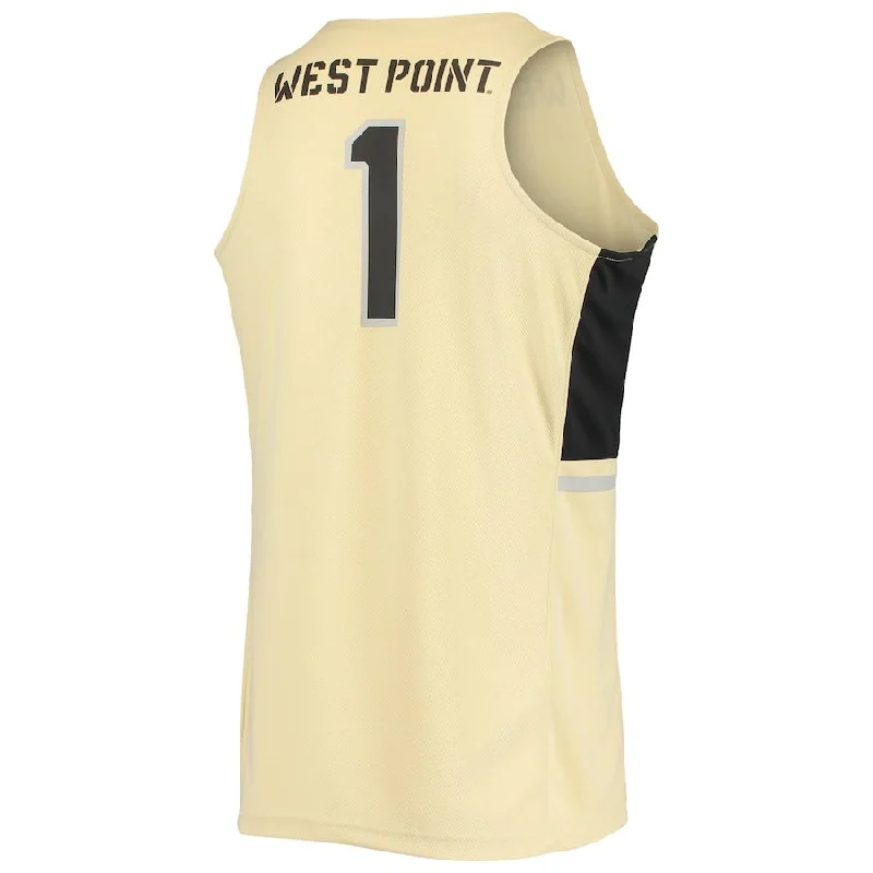 Basketball Jerseys with Comfortable, Moisture-Wicking Lining-#1 A.Black Knights Replica Basketball Jersey Gold Stitched American College Jerseys