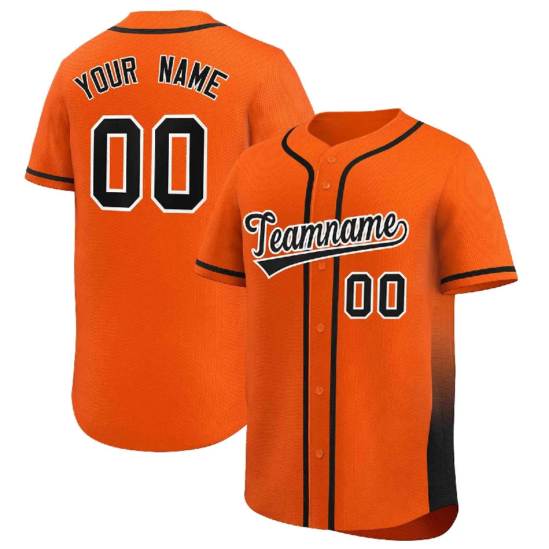 Baseball Jerseys with Large Team Logos for Strong Identity-Custom Orange Black Personalized Gradient Side Design Authentic Baseball Jersey