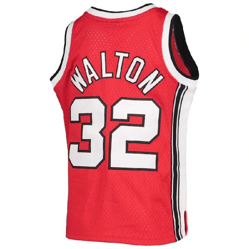 Basketball Jerseys with Durable Fabric for High-Performance Play-P.Trail Blazers #32 Bill Walton Mitchell & Ness 1976-77 Hardwood Classics Fadeaway Swingman Player Jersey Red Stitched American Basketball Jersey