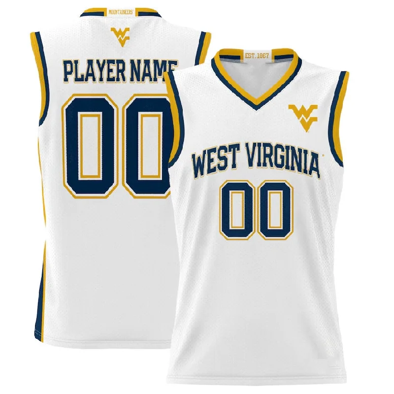 Basketball Jerseys with Soft Touch Fabric for All-Day Comfort-W.Virginia Mountaineers GameDay Greats NIL Pick-A-Player Lightweight Basketball Jersey - White American College Jerseys