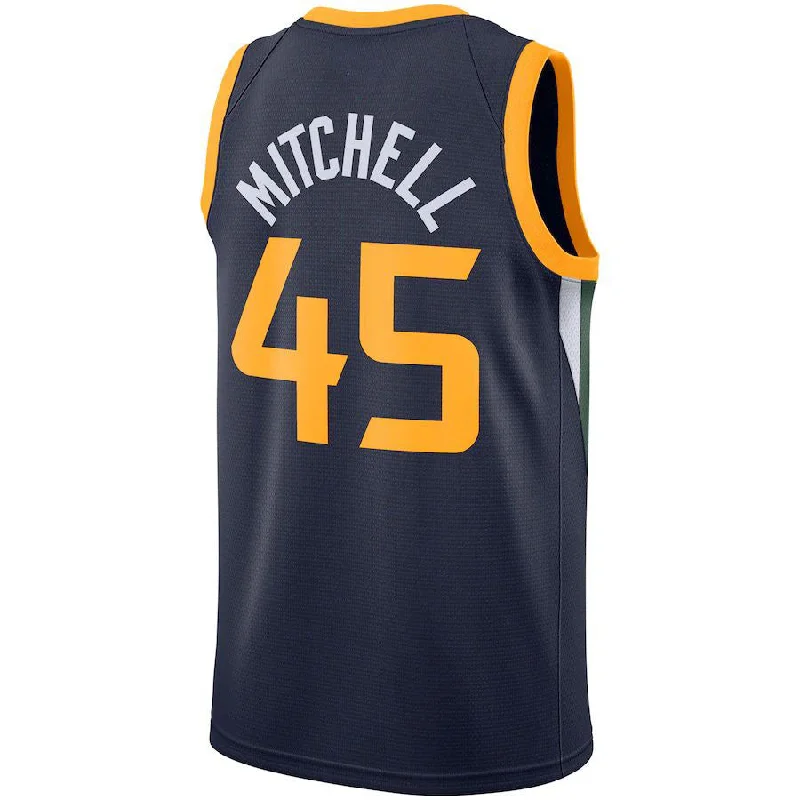 Basketball Jerseys with Elastic Waistband for Secure Fit-U.Jazz #45 Donovan Mitchell Replica Swingman Jersey Icon Edition Navy Stitched American Basketball Jersey