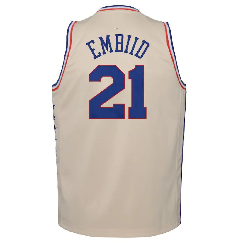 Basketball Jerseys with Padded Shoulders for Extra Protection-PH.76ers #21 Joel Embiid 2020-21 Swingman Player Jersey Cream  Earned Edition White Stitched American Basketball Jersey