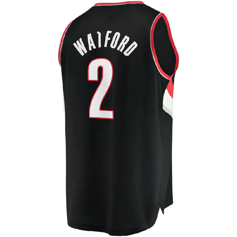 Basketball Jerseys with Tapered Cut for Modern Appeal-P.Trail Blazers #2 Trendon Watford Fanatics Branded 2021-22 Fast Break Replica Jersey Icon Edition Black Stitched American Basketball Jersey