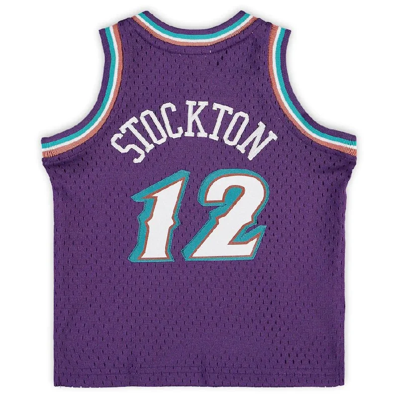 Custom Basketball Jerseys with Team Colors and Branding-U.Jazz #12 John Stockton Mitchell & Ness Infant 1996-97 Hardwood Classics Retired Player Jersey Purple Stitched American Basketball Jersey