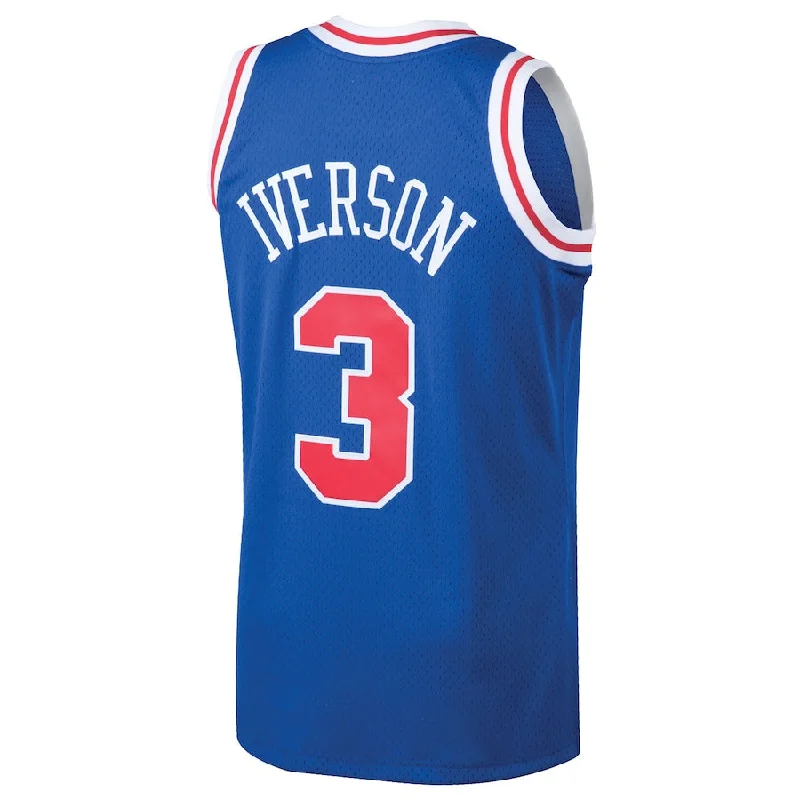 Basketball Jerseys with Comfortable, Moisture-Wicking Lining-PH.76ers #3 Allen Iverson Mitchell & Ness 1996-97 Hardwood Classics Throwback Swingman Jersey Royal Stitched American Basketball Jersey