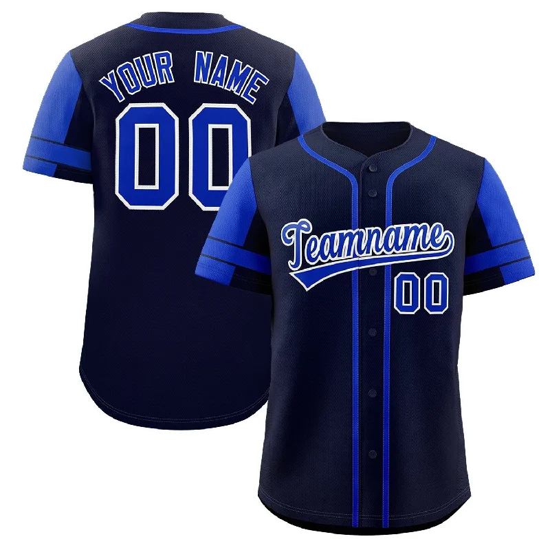 Baseball Jerseys with Quick-Release Zippers for Easy Removal-Custom Navy Royal Personalized Raglan Sleeves Authentic Baseball Jersey