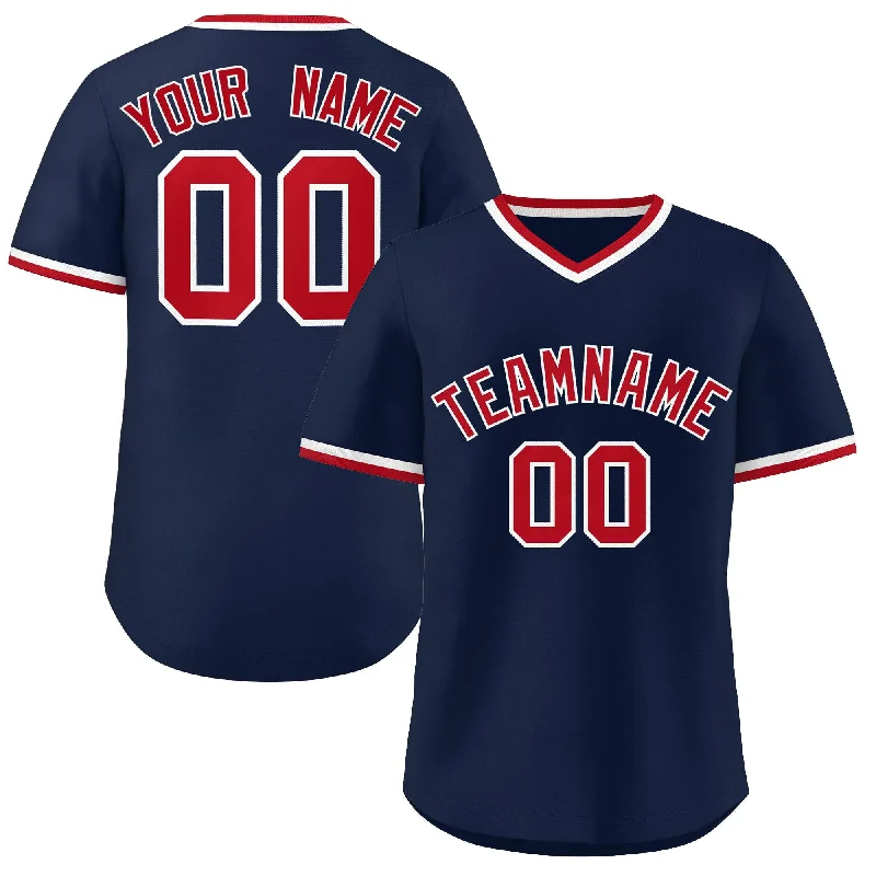 Baseball Jerseys with Stretch-Fit Design for Flexible Play-Custom Navy Classic Style Personalized Authentic Pullover Baseball Jersey